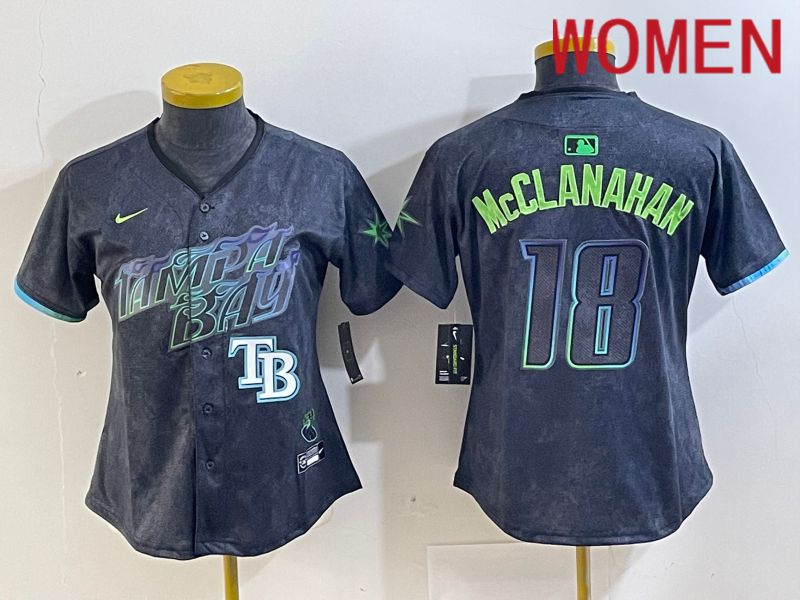 Women Tampa Bay Rays 18 Mcclanahan Black City Edition 2024 Nike MLB Jersey style 4